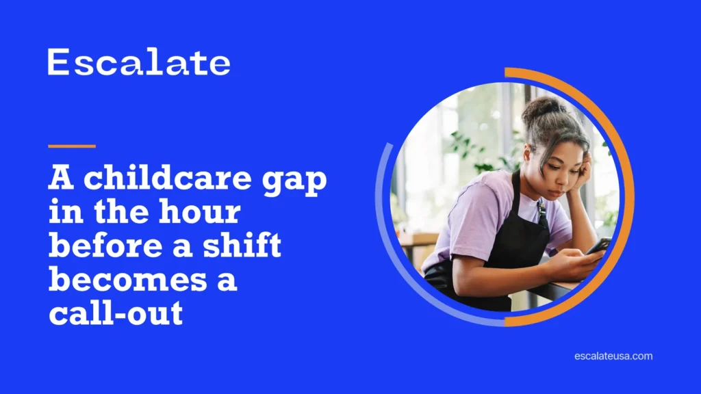 A childcare gap in the hour before a shift becomes a call-out