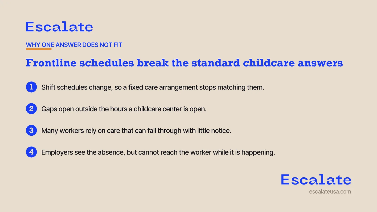 Four reasons frontline schedules break the standard childcare answers